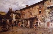 Arturo Ferrari Fifteenth-Century Courtyard in Castiglione Olona oil painting artist